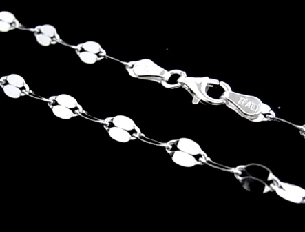 Cadena Lumina plana 45 Cm. en Plata de ley